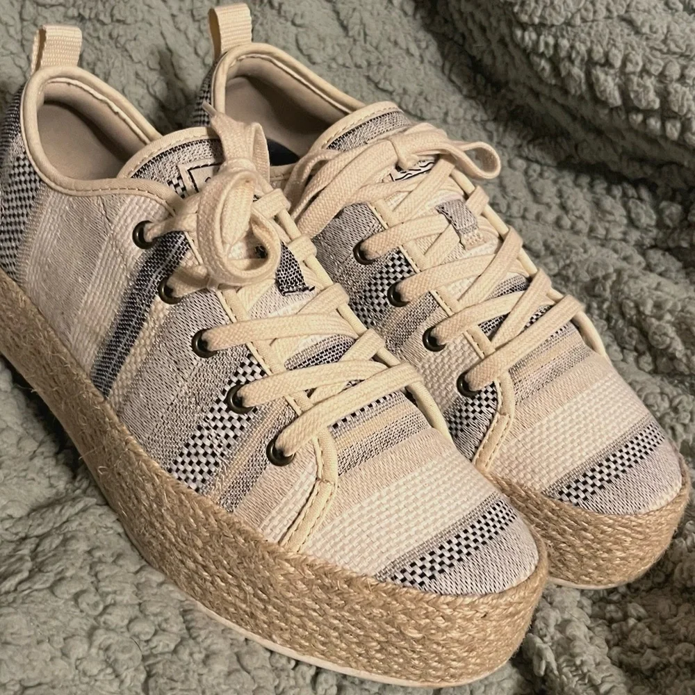 Skechers BOBS Sesame Espadrille Sneaker - platform striped canvas shoes - Picture 8 of 9